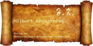 Hilbert Krisztofer névjegykártya